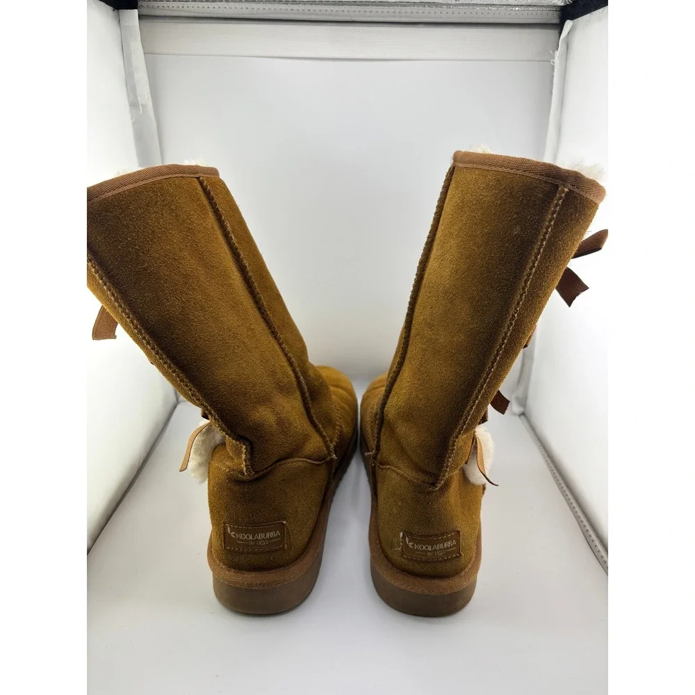 Koolaburra by UGG Victoria Tall Chestnut Suede Bow Boots Womens 9